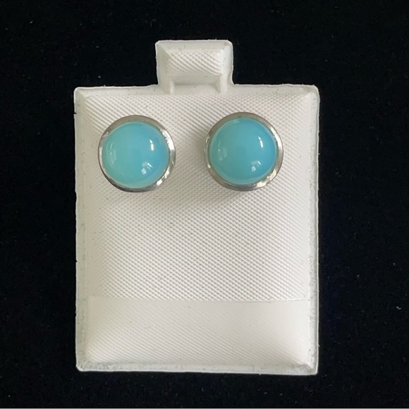 Sterling silver 925 with Cabachon Chalcedony earrings - Picture 3 of 9